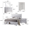 Pemberly Row 5 Piece King Storage Bedroom Set with Glitter in White