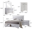 Pemberly Row 5 Piece California King Storage Bedroom Set in White