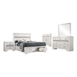 Pemberly Row 5 Piece Full Storage Bedroom Set with Glitter in White