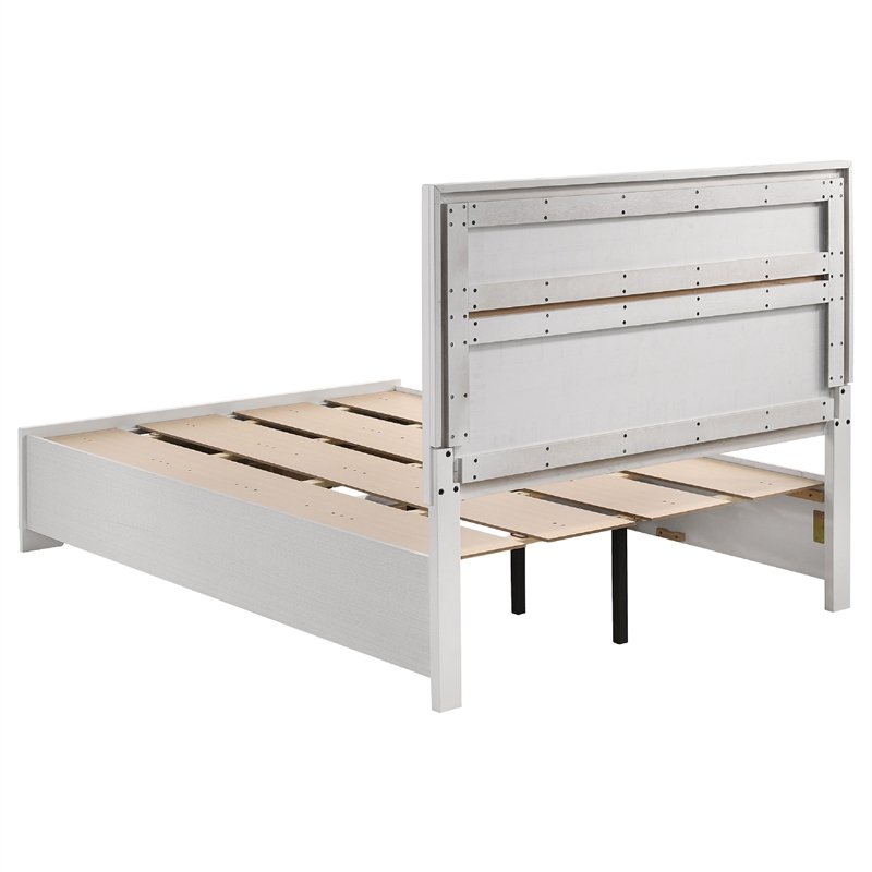 Pemberly Row 5 Piece Full Storage Bedroom Set with Glitter in White