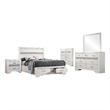 Pemberly Row 5 Piece Full Storage Bedroom Set with Glitter in White