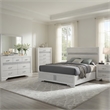 Pemberly Row 5 Piece Queen Bedroom Set with Glitter Accent in White