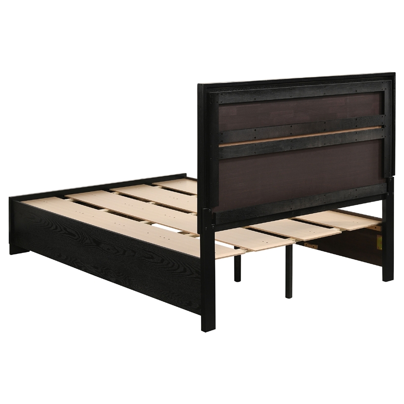 Pemberly Row 5 Piece Full Storage Bedroom Set with Glitter in Black