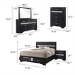 Pemberly Row 5 Piece Full Storage Bedroom Set with Glitter in Black