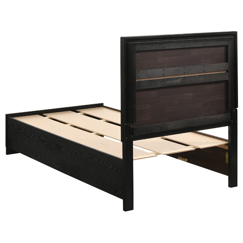 Pemberly Row 5 Piece Twin Storage Bedroom Set with Glitter in Black
