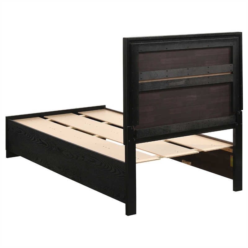 Pemberly Row 5 Piece Twin Storage Bedroom Set with Glitter in Black