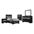 Pemberly Row 5 Piece Twin Storage Bedroom Set with Glitter in Black