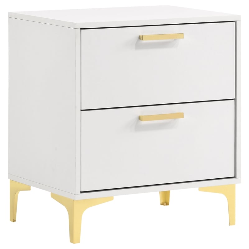 Pemberly Row 5 Piece California King Bedroom Set in White and Gold