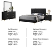 Pemberly Row 4 Piece Queen Bedroom Set in Black Velvet with Gold