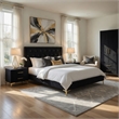Pemberly Row 5 Piece Queen Bedroom Set in Black Velvet with Gold