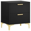 Pemberly Row 5 Piece Queen Bedroom Set in Black Velvet with Gold