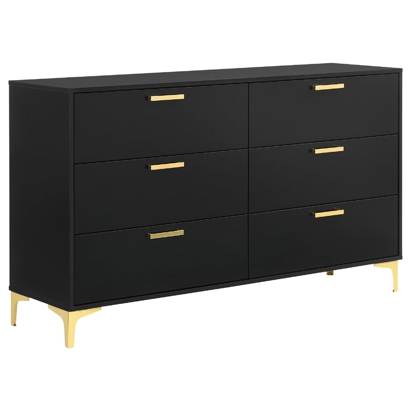 Pemberly Row 5 Piece California King Bedroom Set in Black Velvet