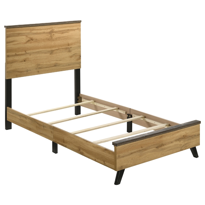 Pemberly Row 4 Piece Twin Bedroom Set in Rustic Brown Pine Wood