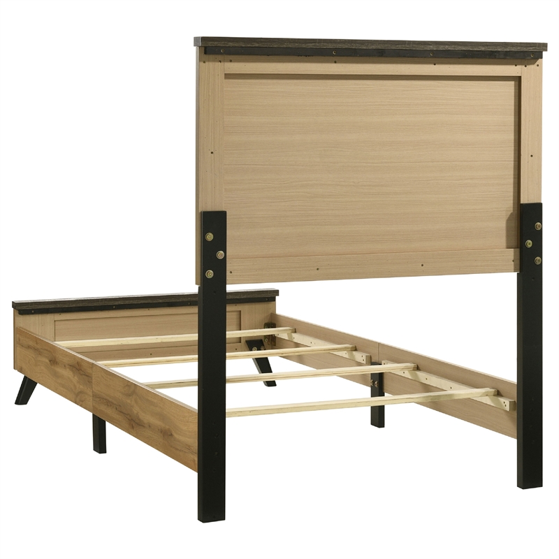 Pemberly Row 4 Piece Twin Bedroom Set in Rustic Brown Pine Wood