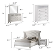 Pemberly Row 5 Piece California King Bedroom Set in White Velvet