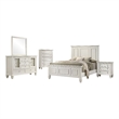 Pemberly Row 5 Piece Queen Panel Bedroom Set in Cream White Wood
