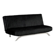 Pemberly Row Channel Tufted Futon Sofa Bed in Black with Chrome Legs