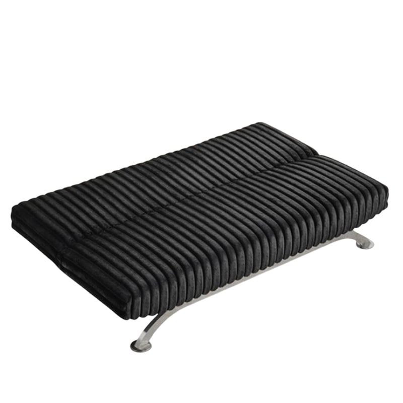 Pemberly Row Channel Tufted Futon Sofa Bed in Black with Chrome Legs