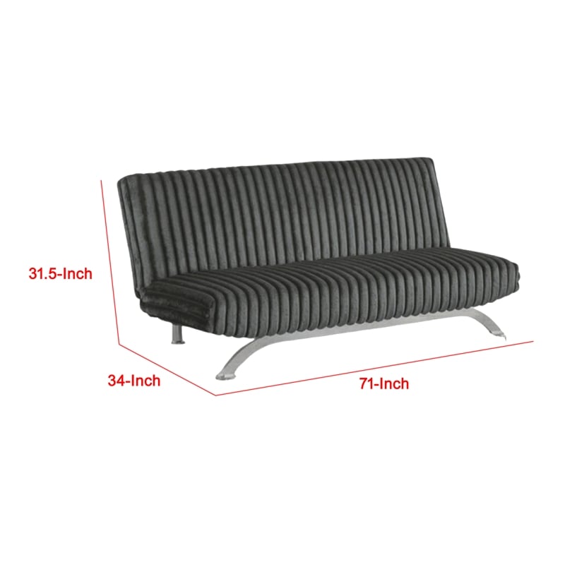 Pemberly Row Channel Tufted Futon Sofa Bed in Charcoal Gray Fabric