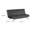 Pemberly Row Channel Tufted Futon Sofa Bed in Charcoal Gray Fabric