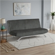 Pemberly Row Channel Tufted Futon Sofa Bed in Charcoal Gray Fabric
