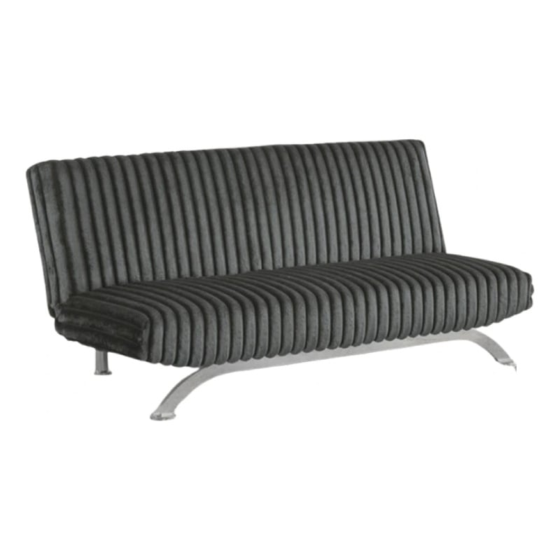 Pemberly Row Channel Tufted Futon Sofa Bed in Charcoal Gray Fabric