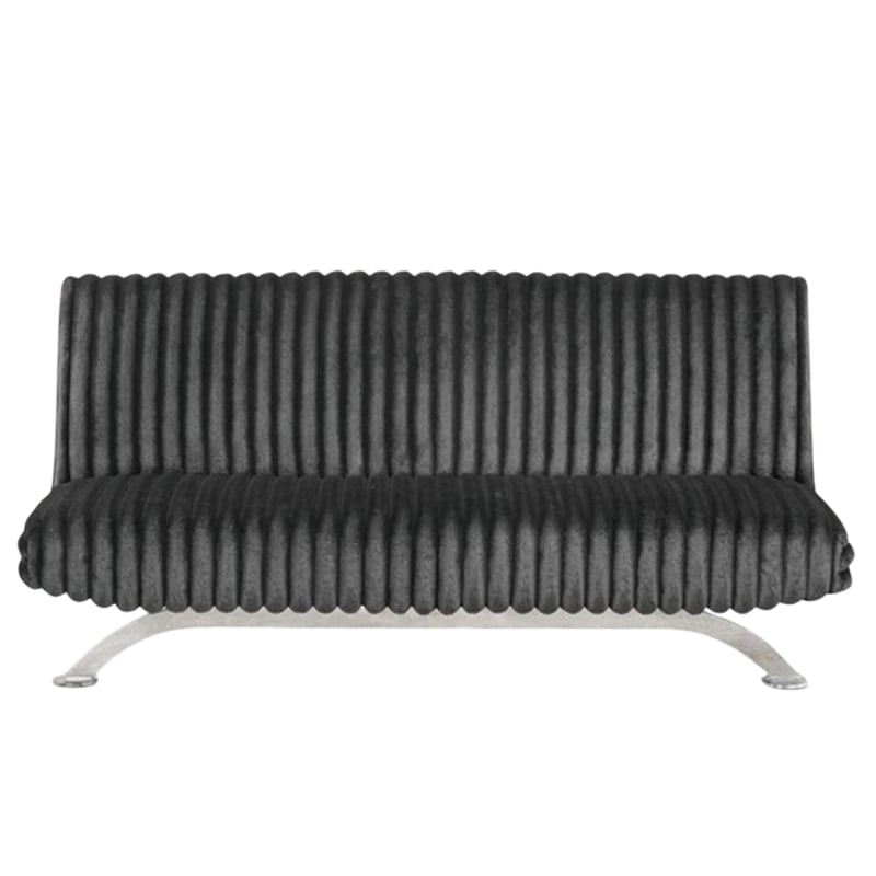 Pemberly Row Channel Tufted Futon Sofa Bed in Charcoal Gray Fabric