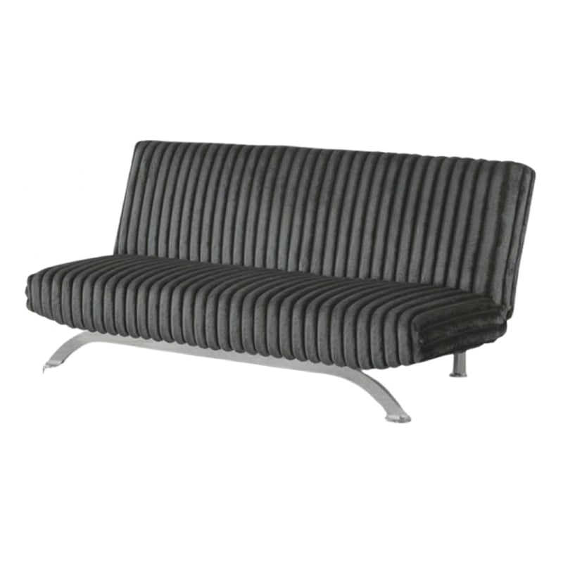 Pemberly Row Channel Tufted Futon Sofa Bed in Charcoal Gray Fabric
