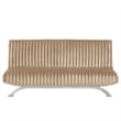Pemberly Row Channel Tufted Futon Sofa Bed in Taupe with Chrome Legs