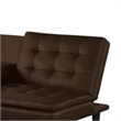 Pemberly Row Futon Sofa Bed with Drop Down Tray in Brown Faux Leather