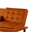 Pemberly Row Futon Sofa Bed with Drop Down Tray in Orange Faux Leather