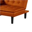 Pemberly Row Futon Sofa Bed with Drop Down Tray in Orange Faux Leather