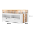 Pemberly Row Twin Bookcase Bunk Bed with Trundle in White and Natural Oak