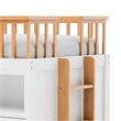 Pemberly Row Twin Bookcase Bunk Bed with Trundle in White and Natural Oak