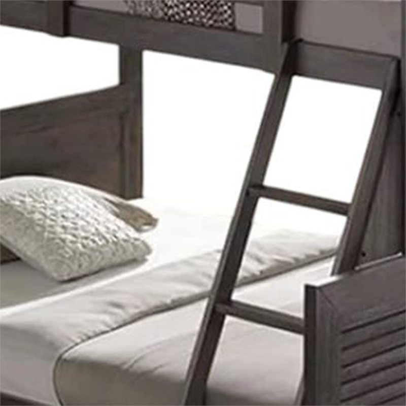 Pemberly Row Twin over Full Bunk Bed with Slat Design in Charcoal Brown