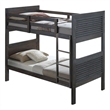Pemberly Row Twin over Twin Bunk Bed with Slat Design in Charcoal Brown