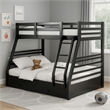 Pemberly Row Twin over Full Bunk Bed with 2 Drawers and Ladder in Black