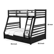 Pemberly Row Twin over Full Bunk Bed with 2 Drawers and Ladder in Black