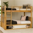 Pemberly Row Twin over Twin Bunk Bed with Storage in Light Oak Brown