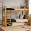 Pemberly Row Twin over Twin Bunk Bed with Storage in Light Oak Brown