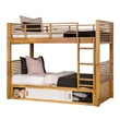 Pemberly Row Twin over Twin Bunk Bed with Storage in Light Oak Brown
