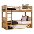 Pemberly Row Twin over Twin Bunk Bed with Storage in Light Oak Brown