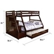 Pemberly Row Twin over Full Stair Bunk Bed with Drawers in Espresso Brown