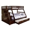 Pemberly Row Twin over Full Stair Bunk Bed with Drawers in Espresso Brown