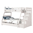 Pemberly Row Twin over Full Stair Bunk Bed with Drawers in White
