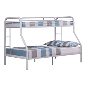 Pemberly Row Twin over Full Metal Bunk Bed with Ladders in Silver