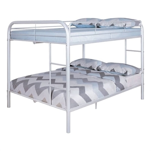 Pemberly Row Full over Full Metal Bunk Bed with Ladders in White