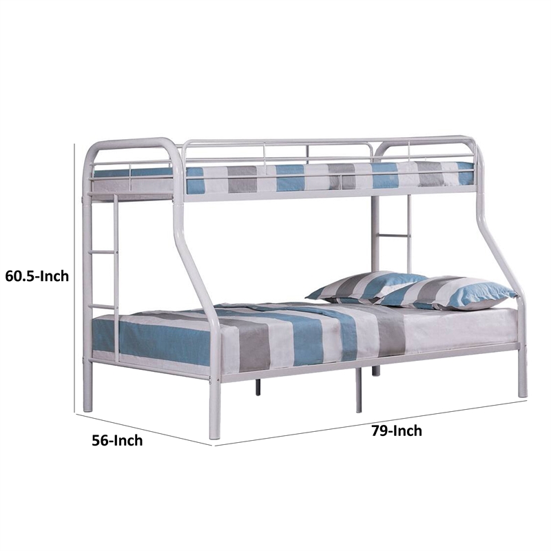 Pemberly Row Twin over Full Metal Bunk Bed with Ladders in White