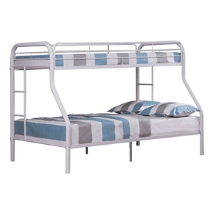 Pemberly Row Twin over Full Metal Bunk Bed with Ladders in White