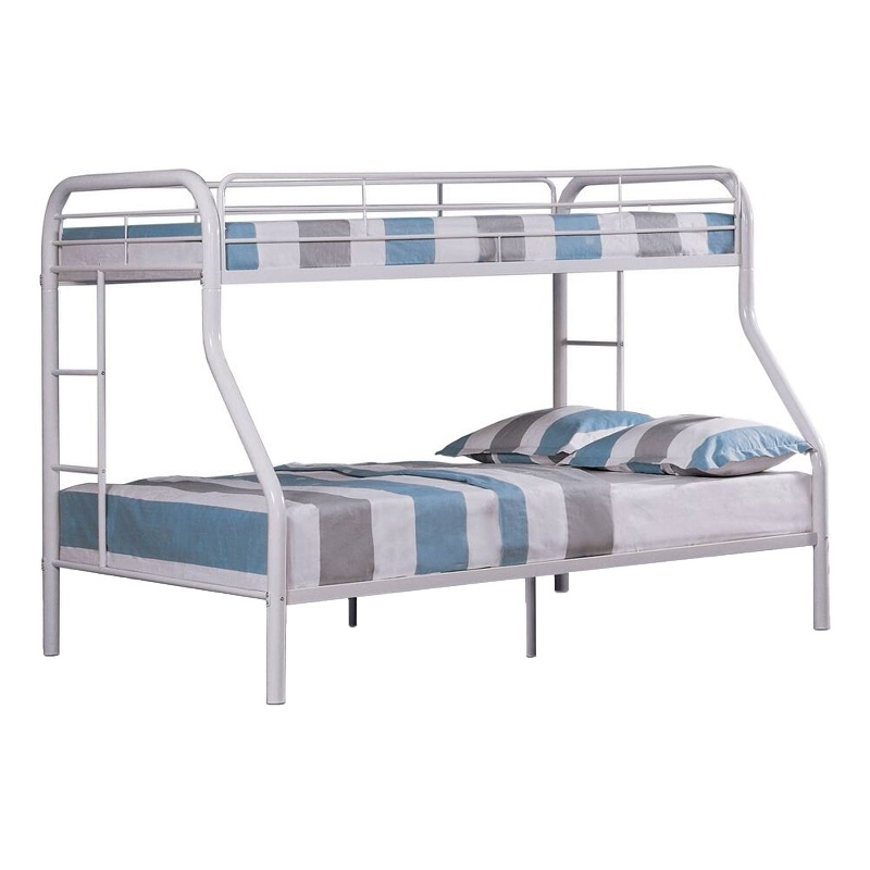 Pemberly Row Twin over Full Metal Bunk Bed with Ladders in White
